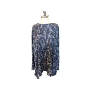 Jess & Jane Size Size L Large Cat Motiff Tunic Style Top NWT